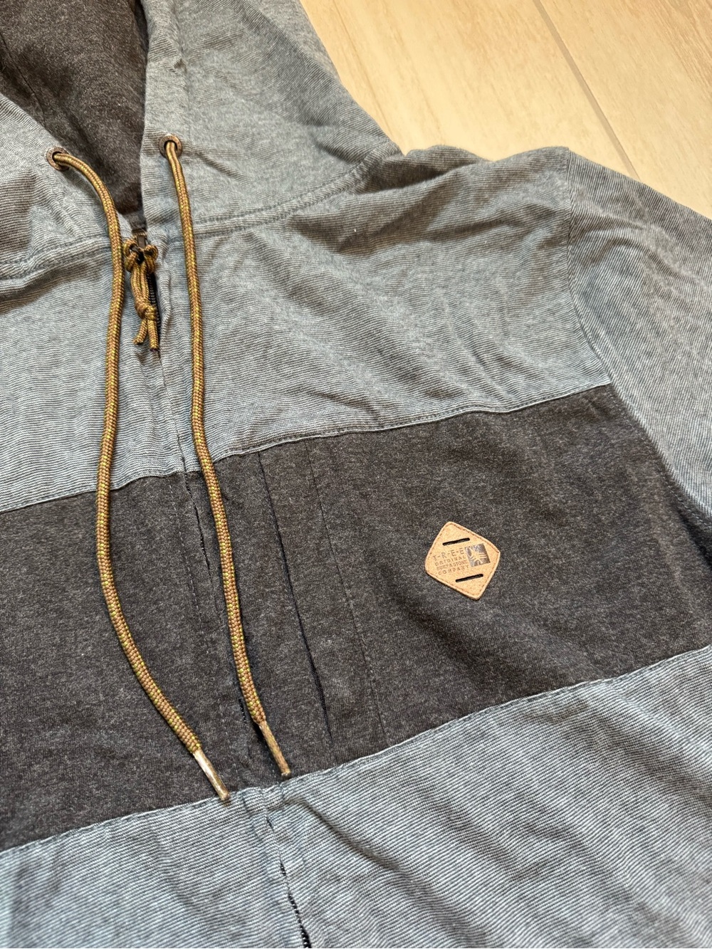 Men's Zip Hoodie Sweatshirt in Charcoal Gray with Black Panel - Picture 2 of 4